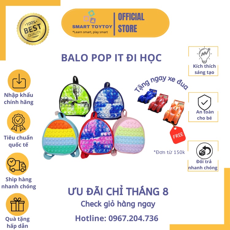 Balo Lô Pop It Đi Học, Đi Chơi Cho Bé