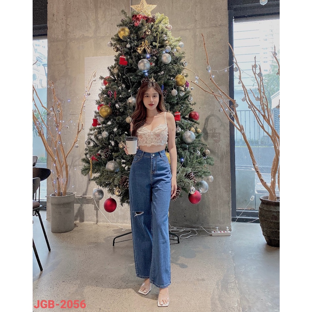 Baggy xanh đậm rách Dành Cho Nữ MinaFashion 2056