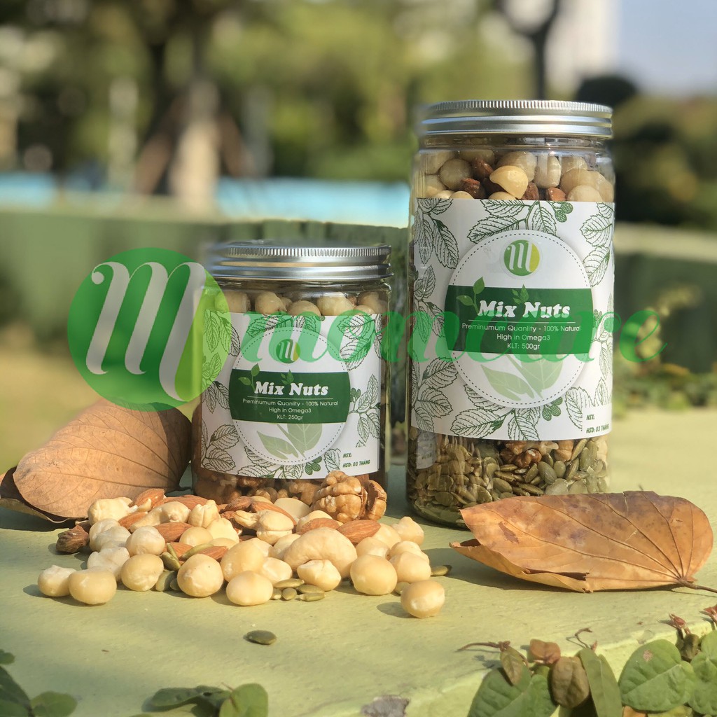 Mixnuts 5 hạt - Tổng hợp 5 loại hạt (macca,óc chó vàng, hạt điều, hạnh nhân, bí xanh)