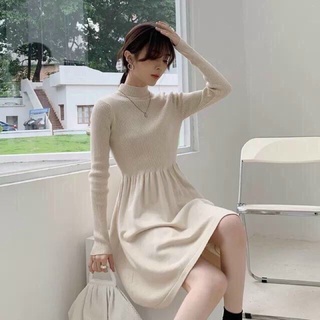 Đầm len nude cổ lọ cực phẩm🧸🧸🧸