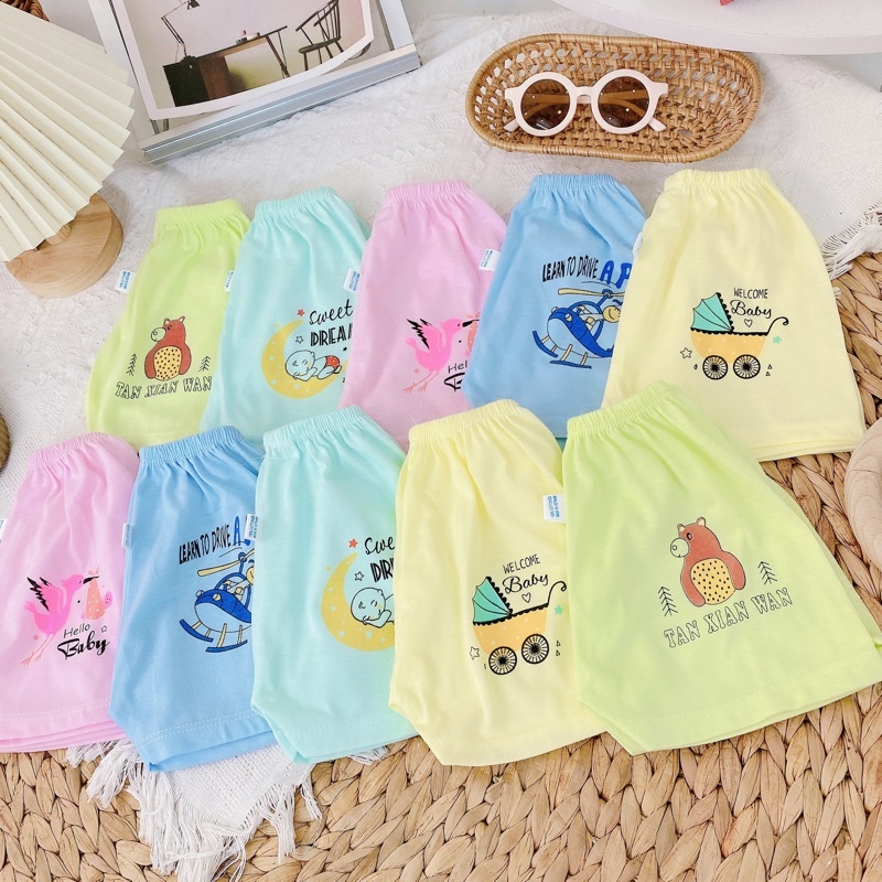 Quần đùi cotton in gấu, quần đùi cotton cho bé trai, bé gái