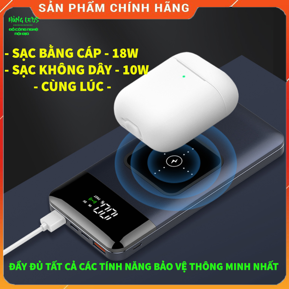 Sạc Dự Phòng Không Dây Sạc Nhanh 18W 20000Mah S6 Sạc Nhanh 2 Chiều Sạc Cùng Lúc Nhiều Thiết Bị