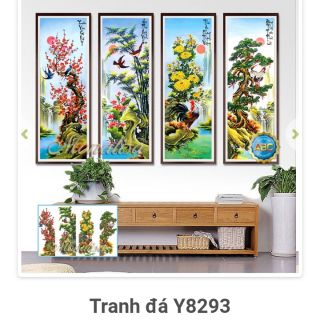Tranh đính đá tùng cúc trúc mai xuân hạ thu đông  y8293 146*100cm , vs506 (142x92) cm - tranh chưa đính