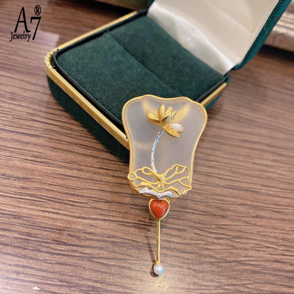 Ghim Cài Áo Hình Hoa Sen Đính Ngọc Trai Kiểu Mới Bắt Mắt Thời Trang Cho Nữ S925