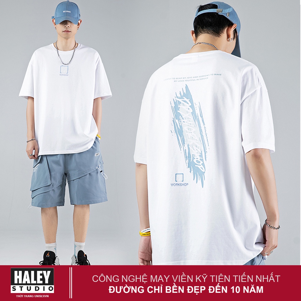 Áo thun Unisex Form rộng tay lỡ Haley street wear TN354 - TN355 Basic cao cấp chất cotton 100% siêu thoáng mát