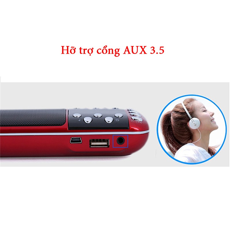 Loa nghe nhạc AIBO UN- 89 chạy USB thẻ nhớ TF chân cắm 3.5 đài radio fm