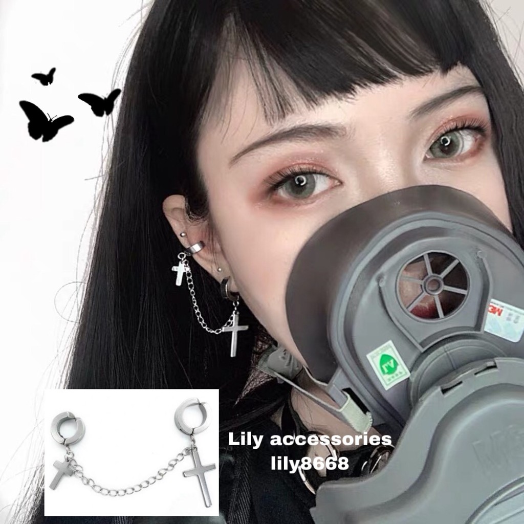 Cross Ear Cuffkẹp kẹp tai titan thánh giá nam nữ không cần xỏ lỗ không gỉ không đen không dị ứng Unisex (thánh giá nhỏ)