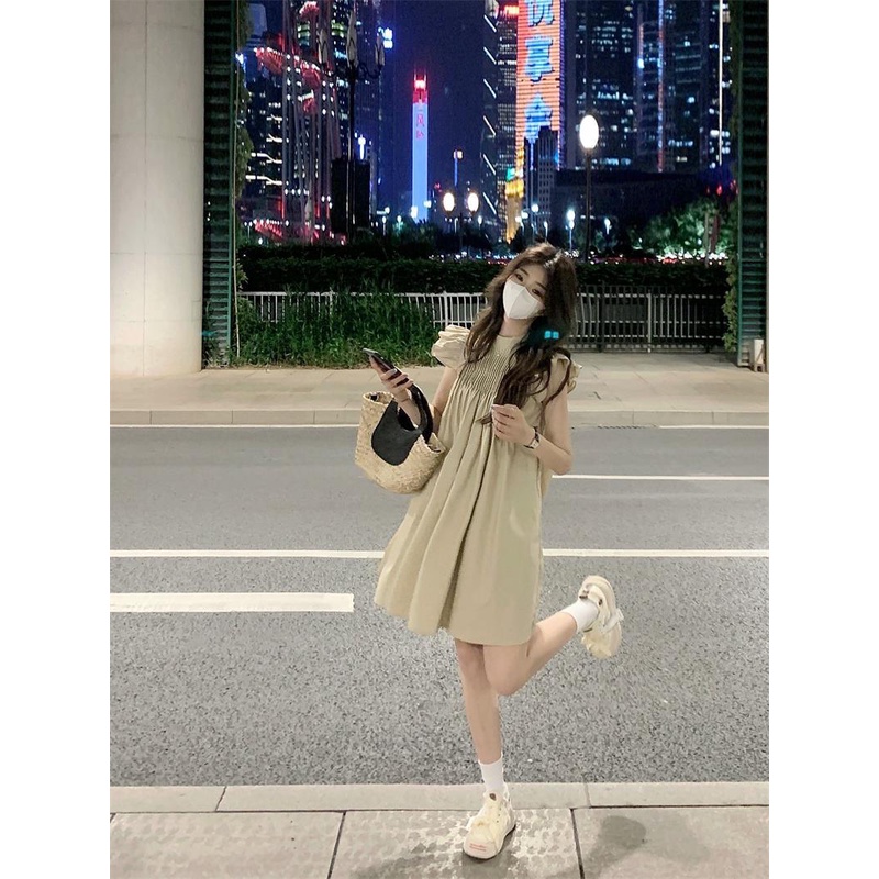 Đầm Công Chúa Mùa Hè Tay Bay Xếp Ly Dáng Ôm Phong Cách Hàn Quốc Ngọt Ngào Cho Nữ