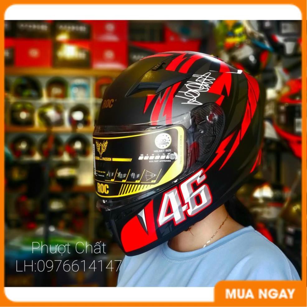 Giá Tận Kho - Mũ bảo hiểm Fullface chính hãng Roc R01 tem 46 đỏ