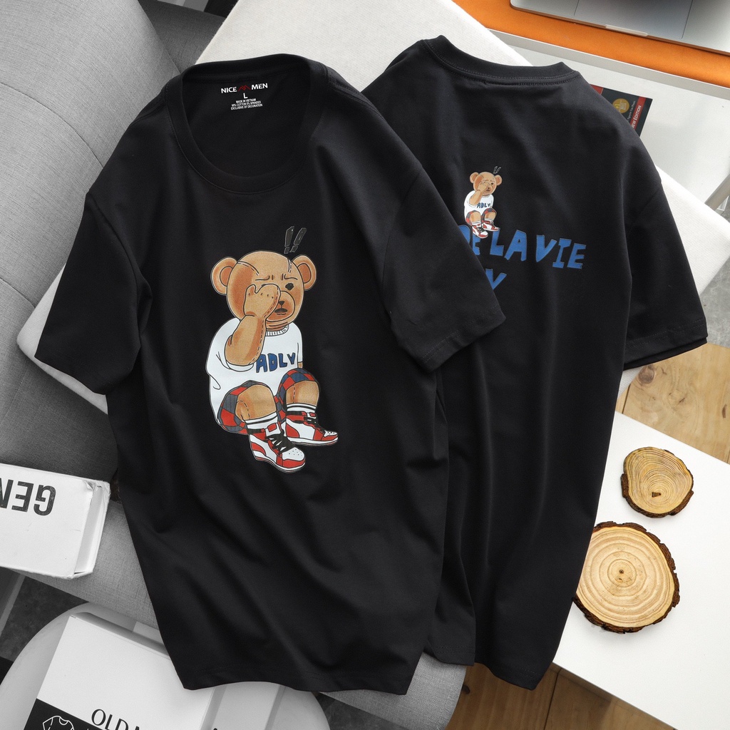 Áo Phông Check Pants Bear Sleeve T-Shirt Nam Nữ Form Unisex 50- 95 Kg NICEMENAL6