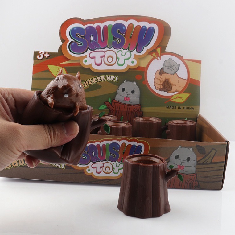 SÓC NÂU dẻo siêu kute Squishy hình SÓC NÂU TRỐN TRONG GỐC CÂY GUDETAMA mẫu mới 2021 đáng yêu