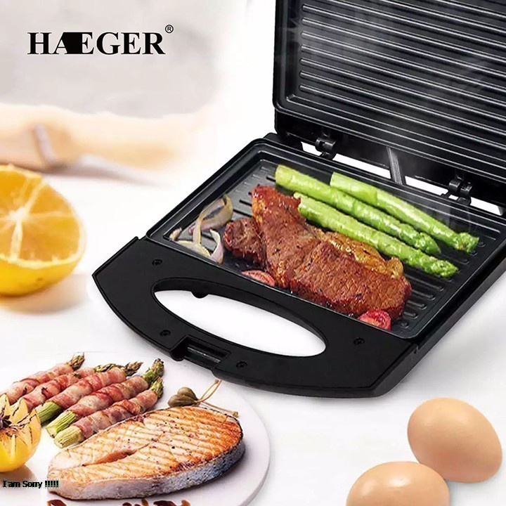 [Mã ELHADEV giảm 4% đơn 300K] Máy Kẹp Ép Bánh Mì Sandwich, Nướng Thịt BBQ HAEGER 750W