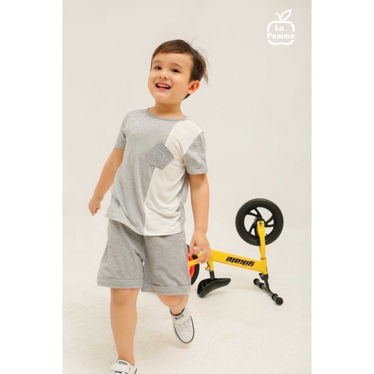 Bộ cộc tay bé trai la pomme kẻ sọc 6m-5y