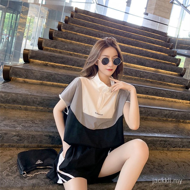 Bộ Đồ Thể Thao Mùa Hè Gồm Áo Và Quần Ngắn Lưng Cao Dáng Rộng Chống Lão Hóa Hàng Mới Dành Cho Bạn Nữ 2021 | BigBuy360 - bigbuy360.vn