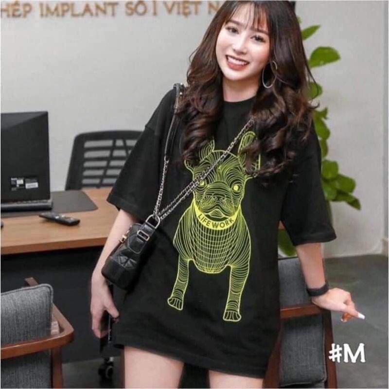 Áo Thun Tay Lỡ Phom Unisex, Áo Thun Chó Pug 5D In Hình Siêu Nét Màu Siêu Hot(hình chụp thật 100%)