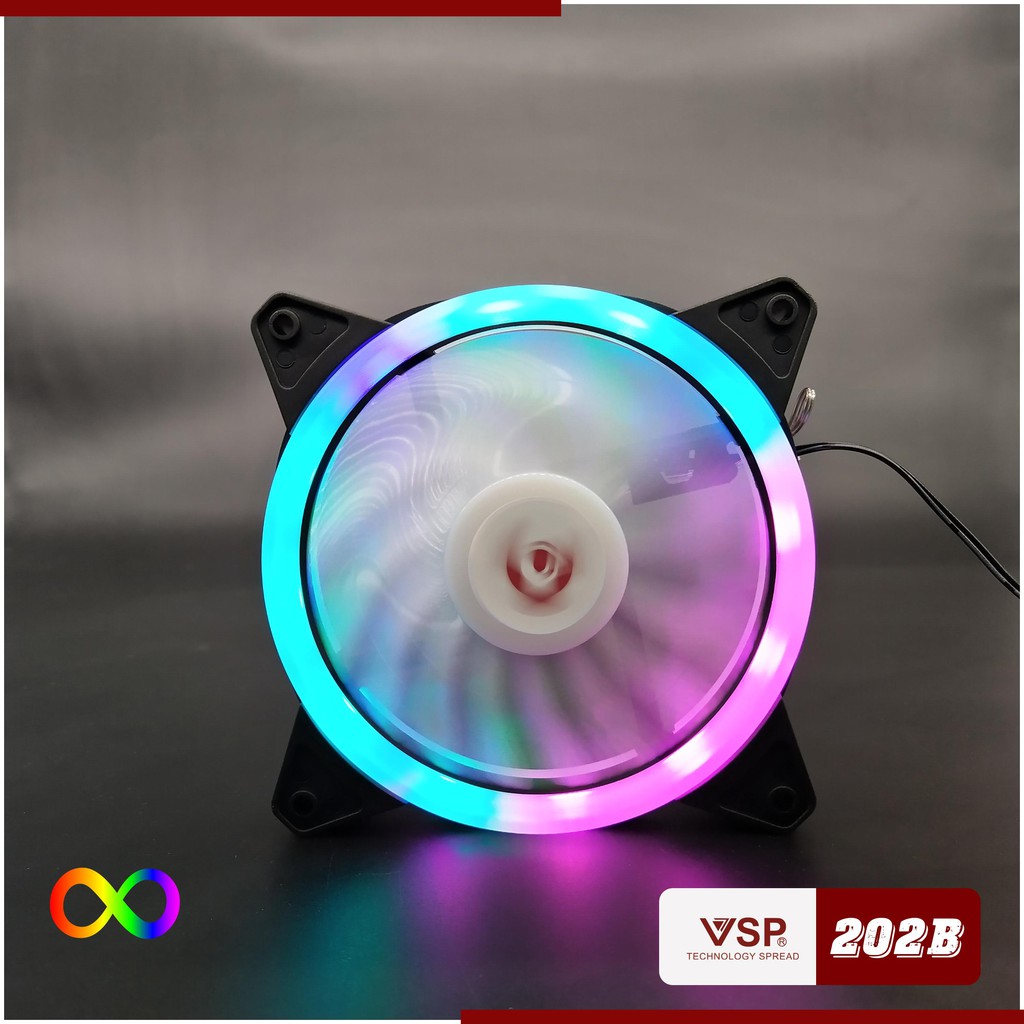 [ FAN CASE LED NEW] - Fan led 2 mặt VSP V202B Led auto function raibow - Bảo Hành 3 Tháng