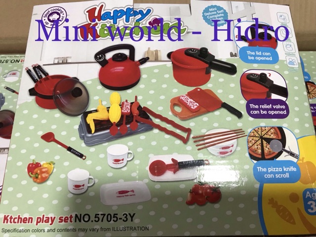 Bộ đồ chơi nấu ăn Kitchen play Set tiếng Anh màu đỏ. Đồ chơi bé gái