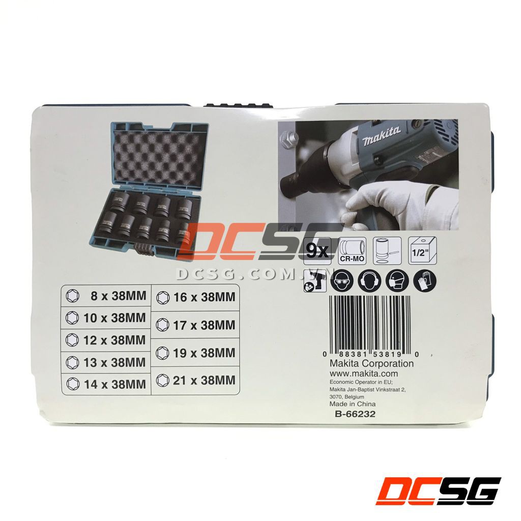 Bộ đầu tuýp đen ngắn 1/2" 09 chi tiết Makita B-66232 | DCSG