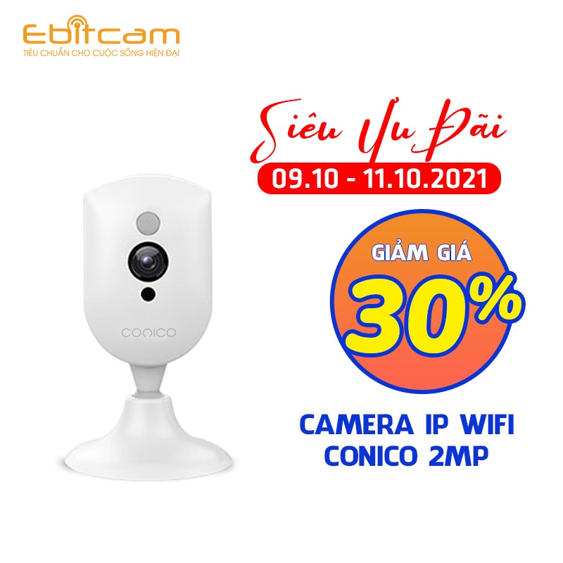 Camera ip wifi Conico 812E Full HD 1080P 2MP - Góc quan sát rộng 150 độ, Đàm thoại 2 chiều, Báo động đột nhập