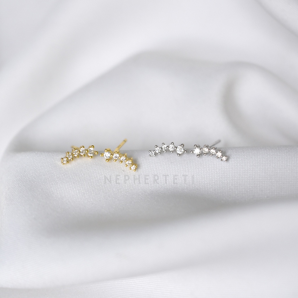Khuyên tai bạc 925 mini - Dải đá cong  - Nepherteti