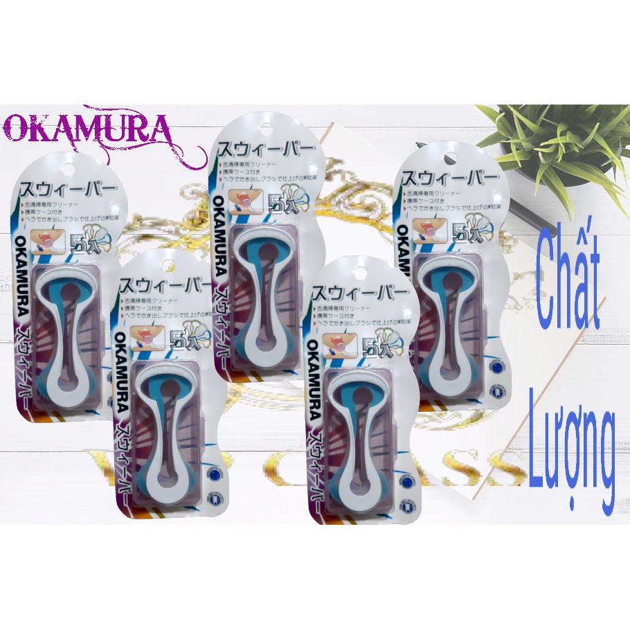 Combo 5 Vỉ Dụng cụ cạo lưỡi cao cấp Nhật Bản Okamura (vỉ 5 cái)