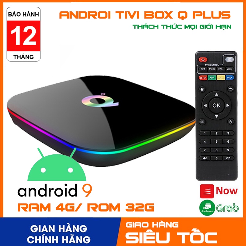 Tivi box Android Q Plus (Q+) RAM 4G bộ nhớ trong 32G, Android 9.0 có công âm thanh quang học, hỗ trợ học online qua Zoom