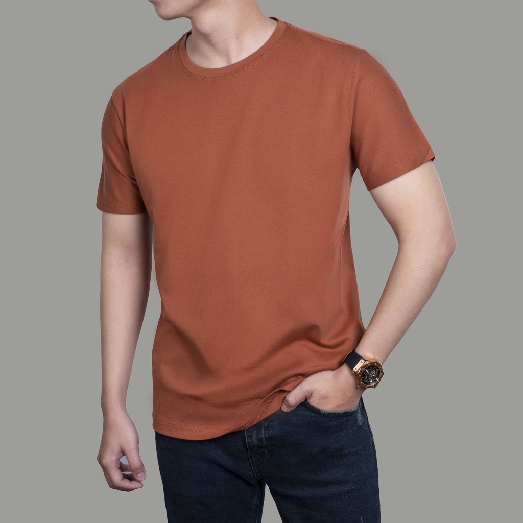 Áo thun nam cổ tròn cotton Premium 5 màu mới trẻ trung, lịch lãm LEEVUS, BASIS AT04