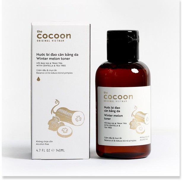 Nước cân bằng da bí đao Cocoon 140ml giúp cân bằng độ pH, giảm dầu, làm sạch lỗ chân lông, cải thiện tình trạng mụn ẩn