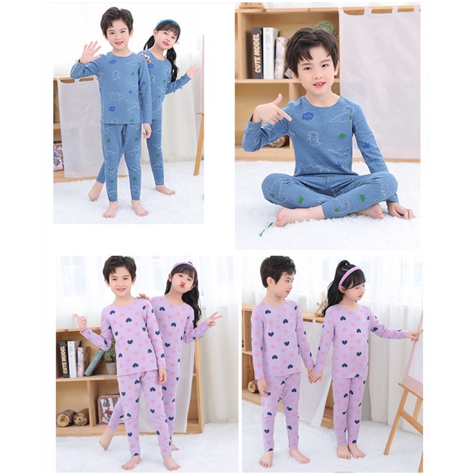 Bộ Đồ Ngủ Không Đường May 100-160cm Giữ Ấm Mùa Thu Đông Cho Bé