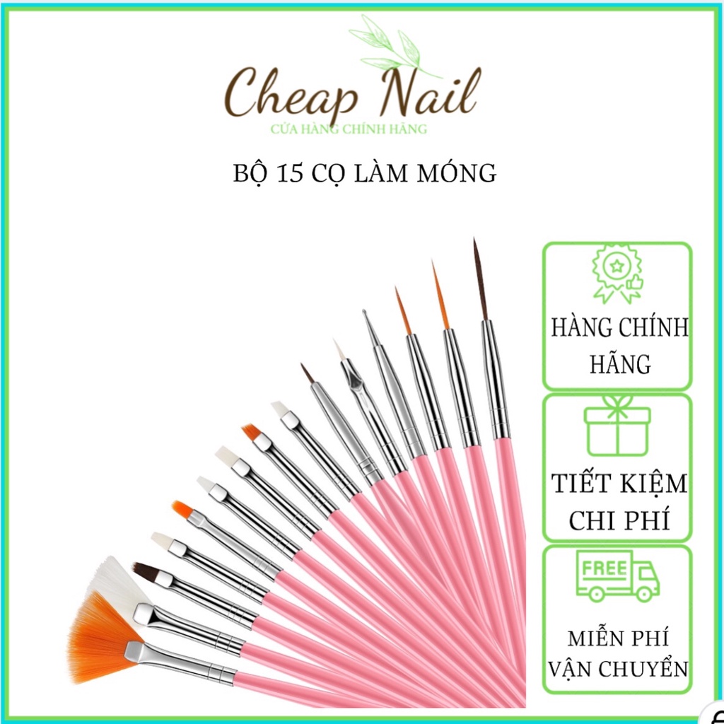 bộ 15 cọ vẽ móng Cheap Nail, set 15 cọ vẽ móng