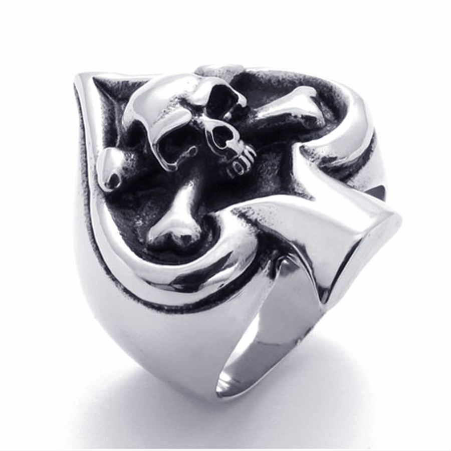 Nhẫn Thời Trang Khắc Hình Đầu Lâu Bằng Thép Không Gỉ Phong Cách Gothic Cổ Điển Cho Nam Giới