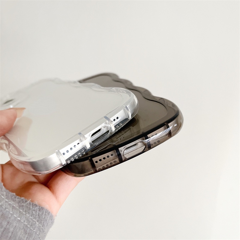 Ốp Điện Thoại TPU Mềm Trong Suốt Họa Tiết Trái Tim Viền Lượn Sóng Dễ Thương Cho iPhone 13 12 11 Pro Max X XR XS Max