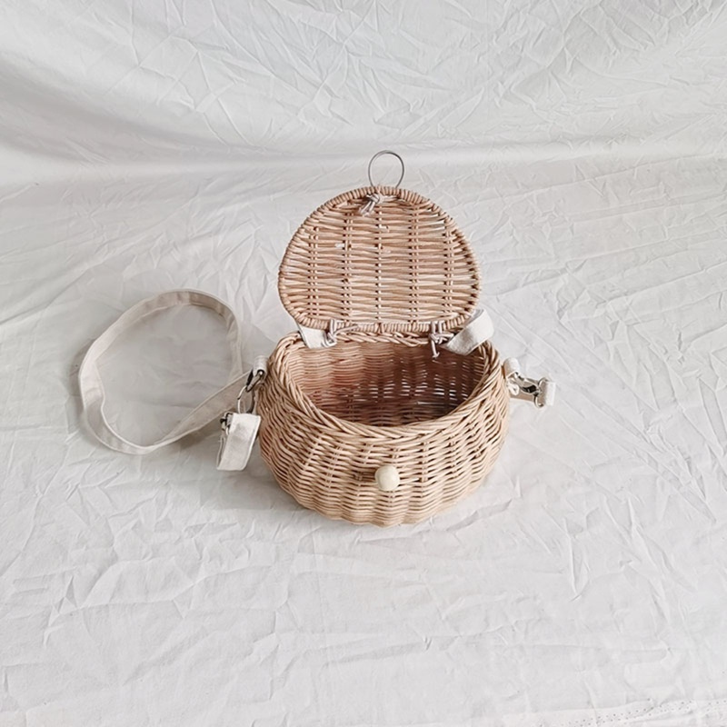 Túi Đeo Chéo Mây Đan Có Nắp Đậy Đựng Đồ Chơi Cho Bé