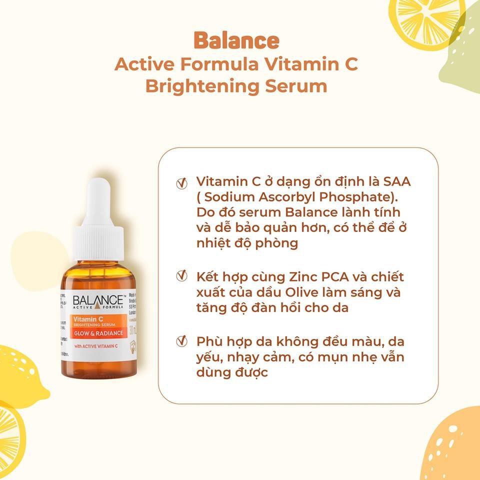 Serum Balance Tinh Chất Vitamin C Chính Hãng Dưỡng Da Trắng Sáng, Mờ Thâm Sạm 30ml