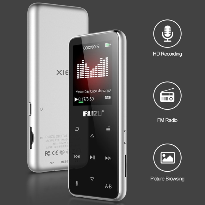 [MÃ 155ELSALE GIẢM 7% ĐƠN 300K] [HÀNG CHÍNH HÃNG] MÁY NGHE NHẠC MP3 HIFI THỂ THAO BLUETOOTH RUIZU X16 BỘ NHỚ TRONG 8GB