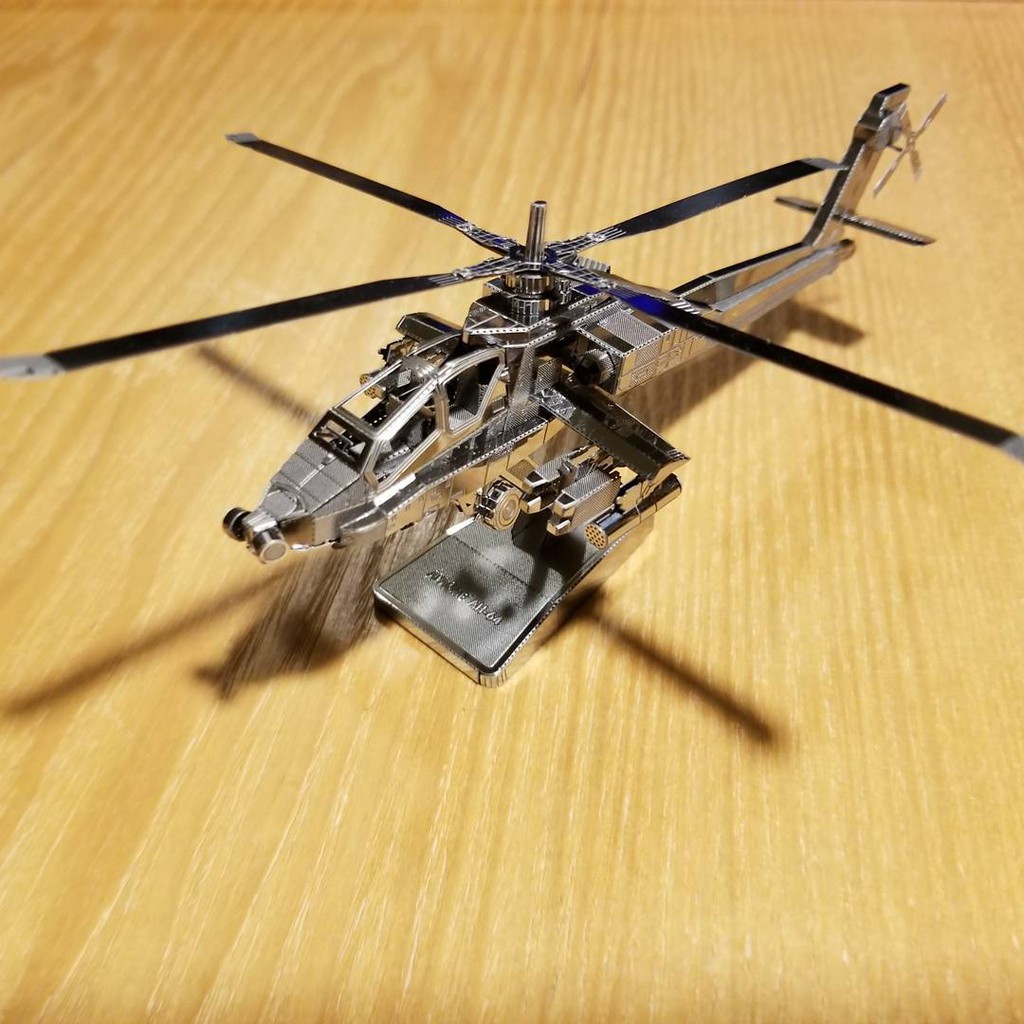 Mô Hình 3D Kim Loại Lắp ráp Trực Thăng Tấn Công AH-64 Apache Quân Đội Mỹ [ Chưa Lắp]