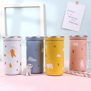 Ly giữ nhiệt, bình giữ bằng thép không gỉ 304 đơn giản và tươi mát,nhỏ gọn,cầm tay nhỏ ngọn, hình gấu dễ thương