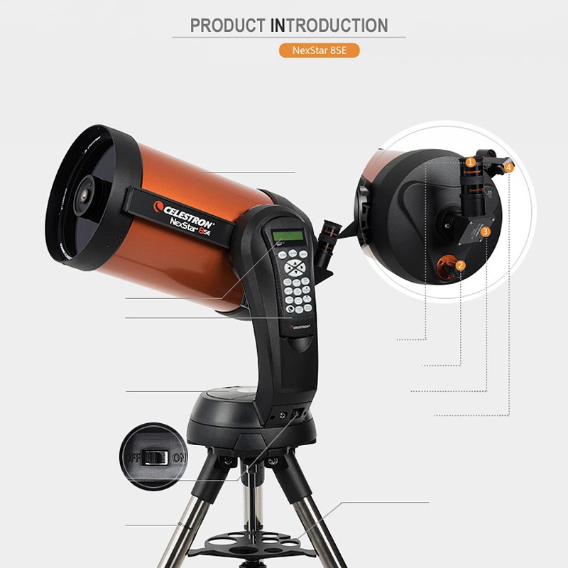 Kính thiên văn tổ hợp tự động Celestron NexStar 8 SE cao cấp quan sát Mặt trăng, hành tinh, tinh vân