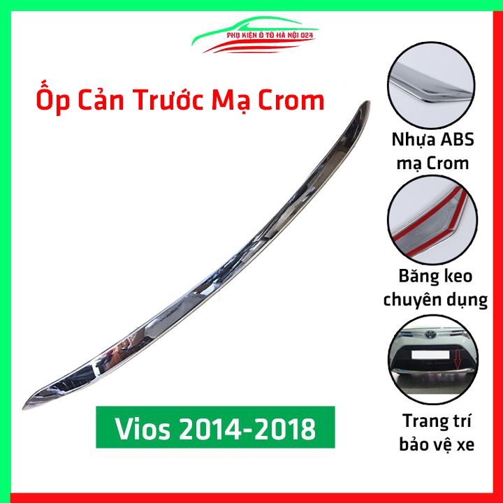 Ốp cản trước Vios 2014-2017 mạ crom trang trí chống trầy bảo vệ xe