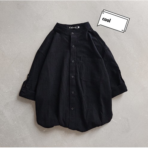 Áo Sơ Mi Cổ Tàu chất đũi Form Rộng Chất Đẹp Siêu Hot Sơ mi unisex nam nữ đều mặc được
