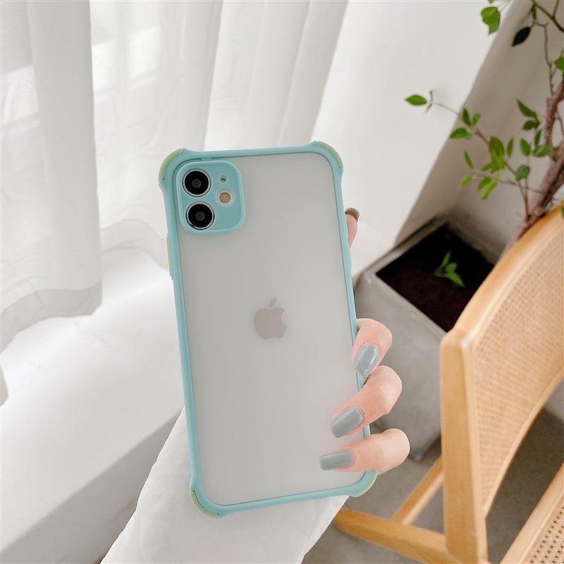 Iphone 6g 7g 8g 6p 7p 8p Se 2 Ip X Xs Ốp Lưng Điện Thoại vỏ màu tương phản macaron bốn góc chống rớt Đen xanh xanh tím vàng đen đỏ