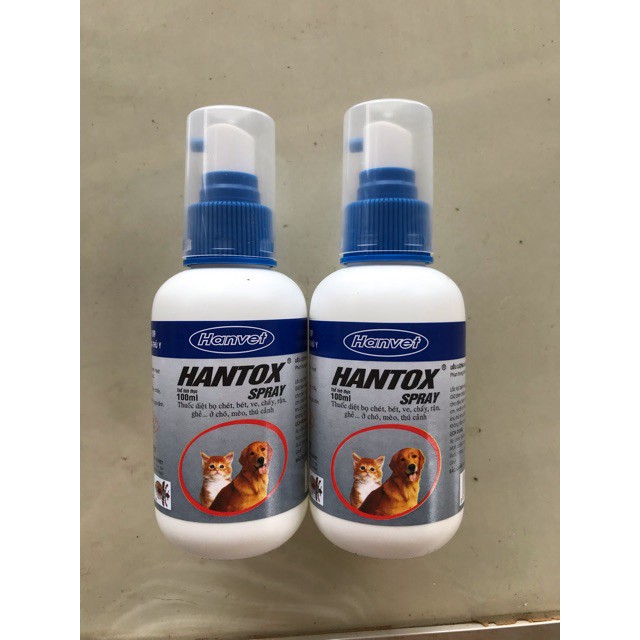 Hantox Spray xịt 100ml Xịt diệt ve ghẻ bọ chét chó mèo an toàn cho sức khỏe người và vật nuôi - Long Vũ Pet Food