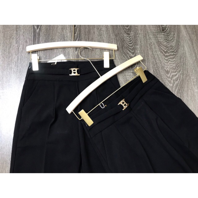 HÀNG MỚI__Quần baggy vải khoá sườn đai chữ H Hàn Quốc