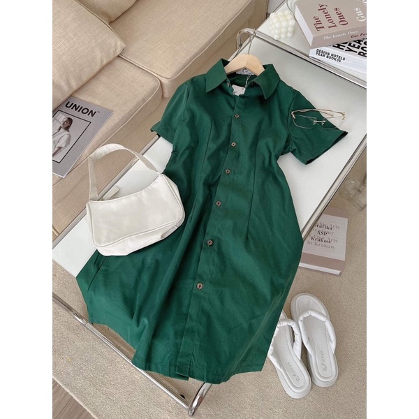 Đầm Váy Kaki tay cộc kiểu dáng đơn giản dễ thương cạp chun sau (Ảnh thật/Video)