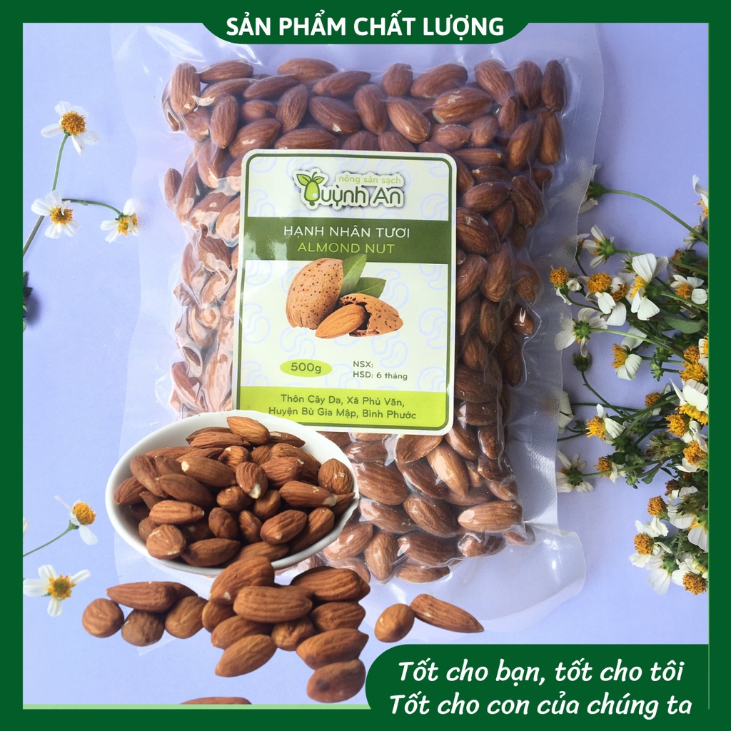 Hạnh Nhân Tươi NK Mỹ Làm Bánh , Nấu Sữa , Rang (500g)- chuẩn vị, không chất bảo quản- Nông sản sạch Quỳnh An