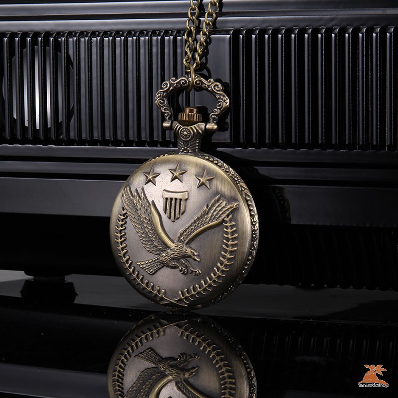 #Đồng hồ bỏ túi# 1pc Men Women Quartz Pocket Watch Star Olive Branch Carved Case with Chain
