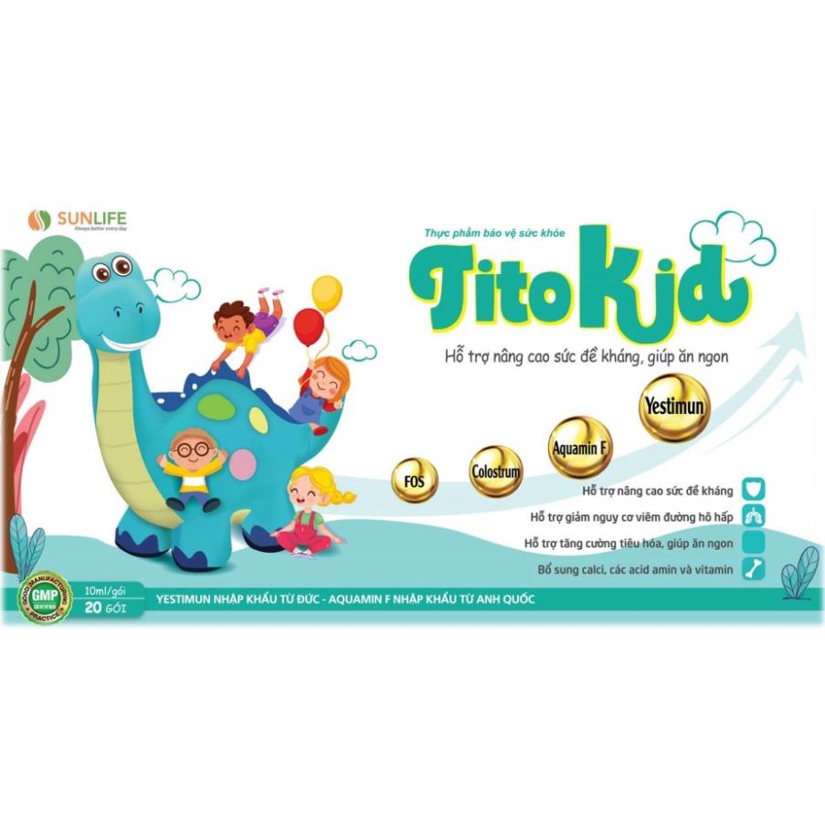 TITOKID - Hỗ trợ tăng cường tiêu hóa, giúp ăn ngon, nâng cao sức đề kháng (20 gói)