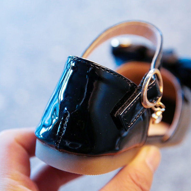 Xăng đan Da Đế Bằng Phối Nơ Thanh Lịch Cho Bé Gái 3-16 Tuổi