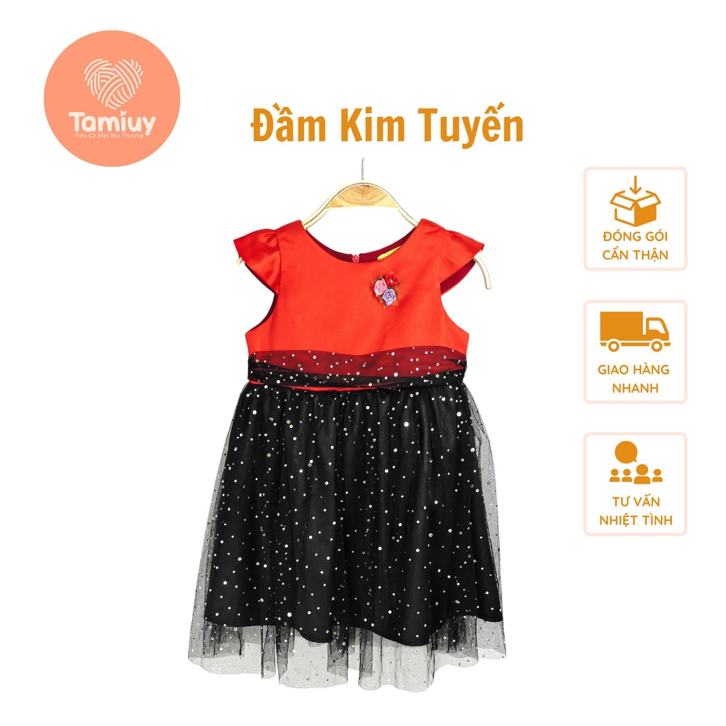 Đầm Dạ Hội Kim Tuyến Tamiuy Màu Đen Quý Phái Đáng Yêu Siêu Đẹp Dành Cho Bé Gái Từ 1-10 Tuổi