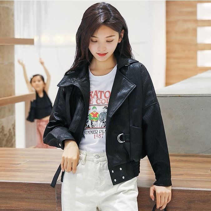 Áo Khoác Da Dáng Rộng Phong Cách Hàn Quốc Thời Trang Xuân Thu 2022 Cho Nữ